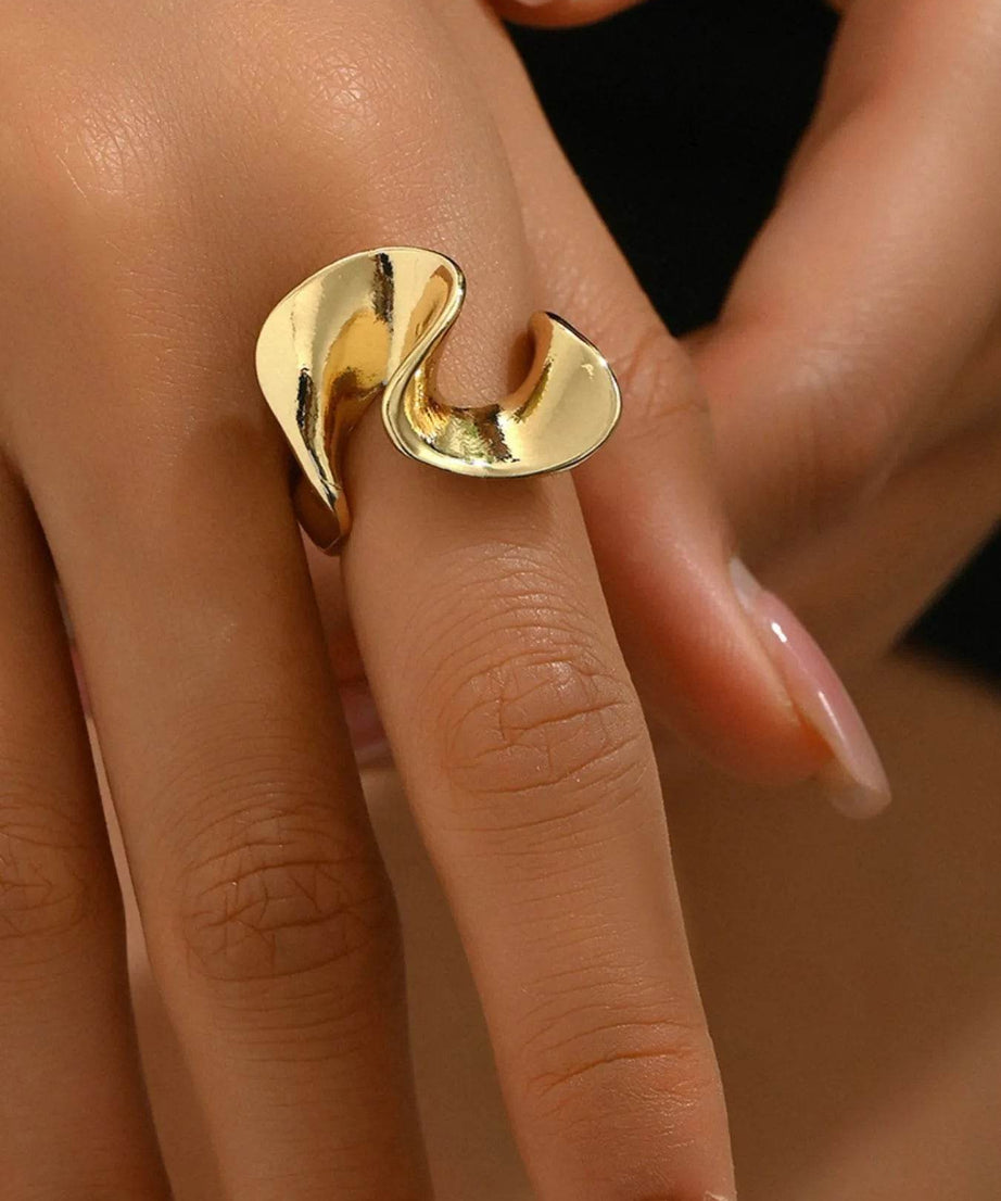 18K Gold-Plated Stainless Steel Geometric Ring - ELY VESSA LLC