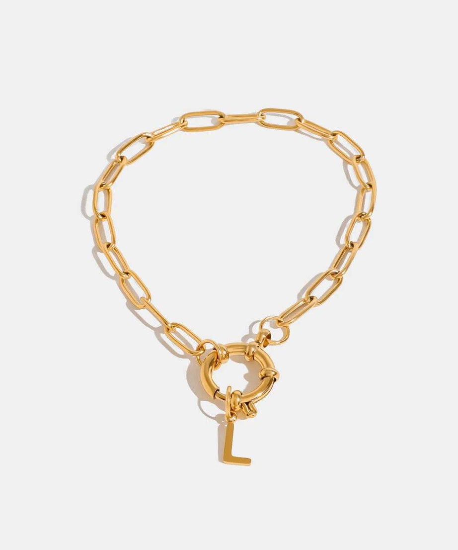 18K Gold-Plated Stainless Steel Letter L Bracelet - ELY VESSA LLC