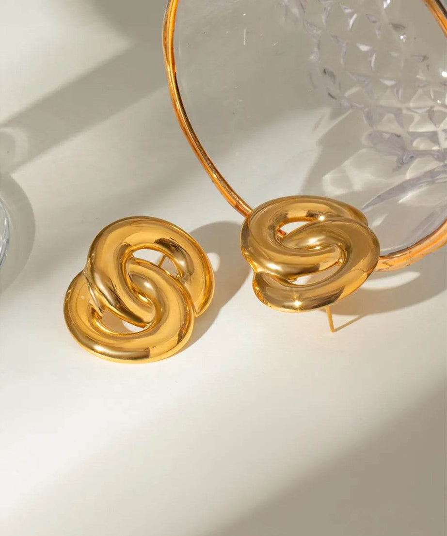 18K Gold-Plated Stainless Steel Knotted Earrings - ELY VESSA LLC