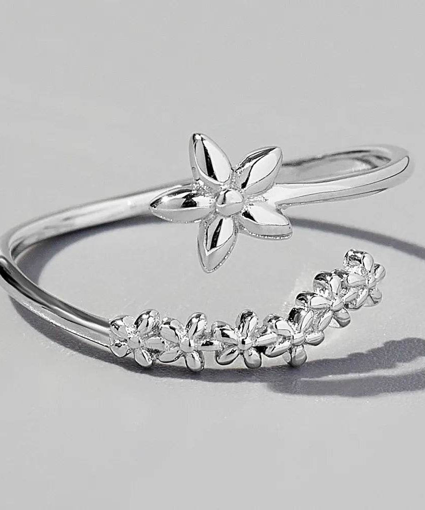 925 Sterling Silver Flower Ring - ELY VESSA LLC