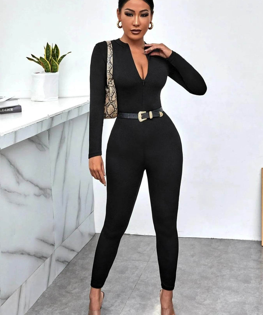 Long Sleeve Bodycon Jumpsuit - ELY VESSA LLC