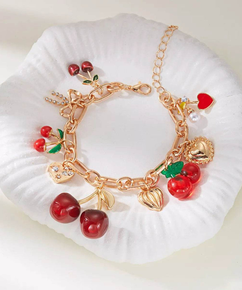 18K Gold-Plated Cherry Charm Bracelet - ELY VESSA LLC
