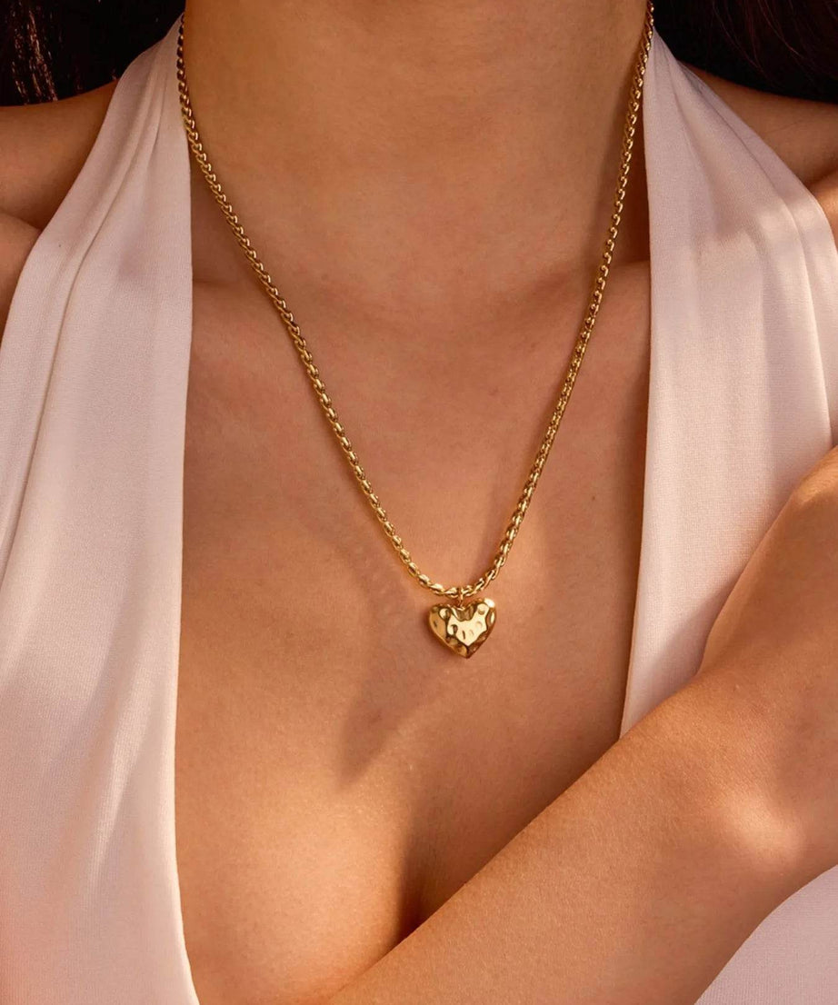18K Gold-Plated Stainless Steel Heart Pendant Necklace - ELY VESSA LLC