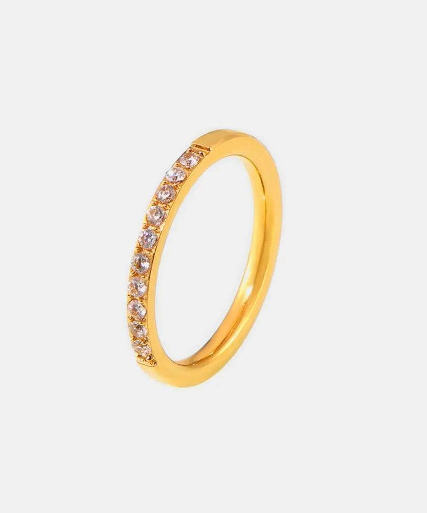 Titanium Steel Inlaid Zircon Ring - ELY VESSA LLC