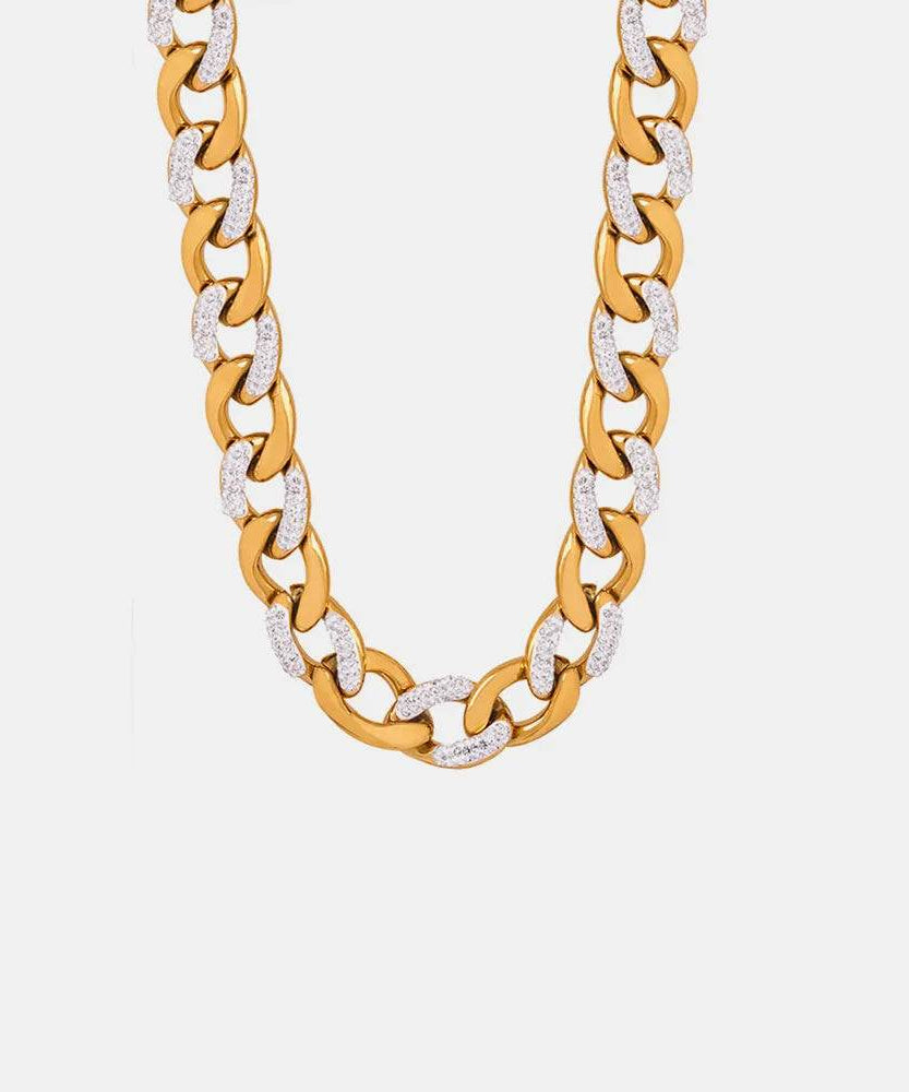 Zircon Titanium Steel Chunky Chain Necklace - ELY VESSA LLC