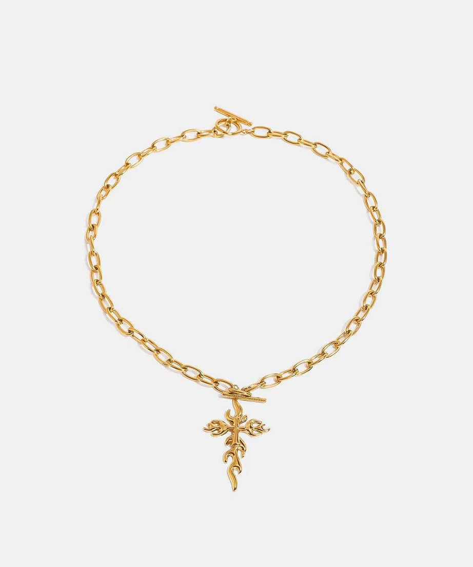 18K Gold-Plated Stainless Steel Cross Necklace - ELY VESSA LLC