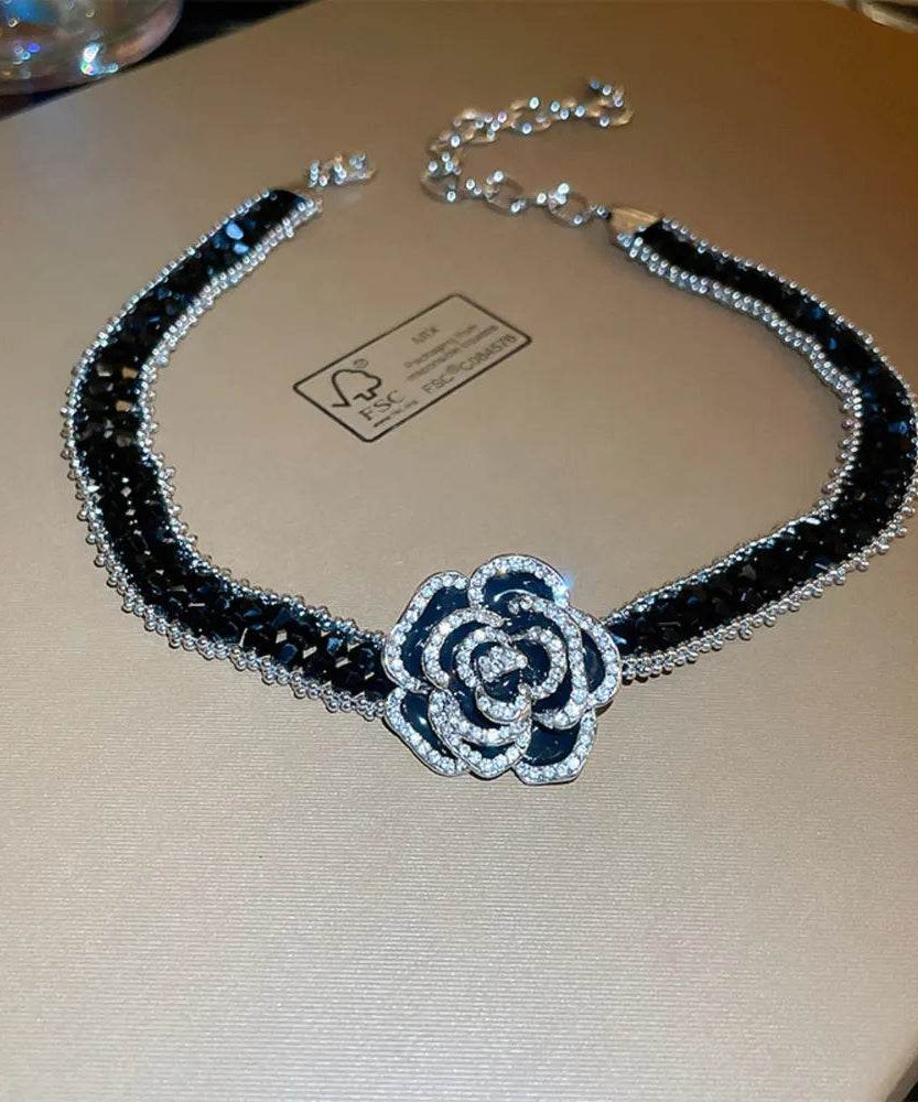 Alloy Crystal Rose Necklace - ELY VESSA LLC