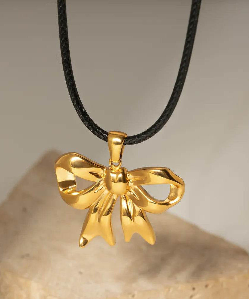 18K Gold-Plated Bow Pendant Necklace - ELY VESSA LLC