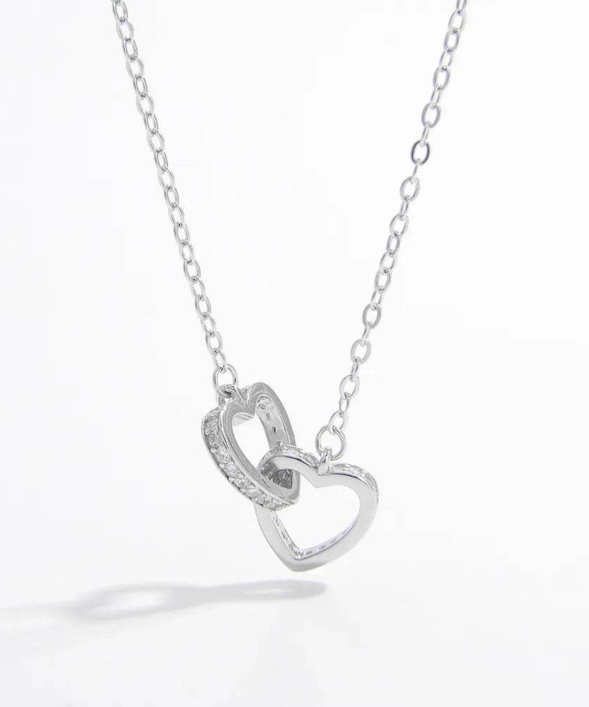 925 Sterling Silver Inlaid Zircon Heart Necklace - ELY VESSA LLC