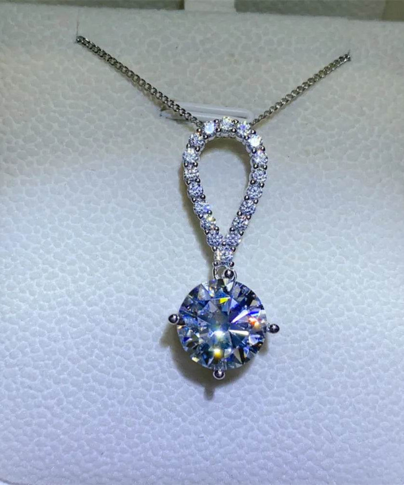 5 Carat Moissanite 925 Sterling Silver Teardrop Necklace - ELY VESSA LLC