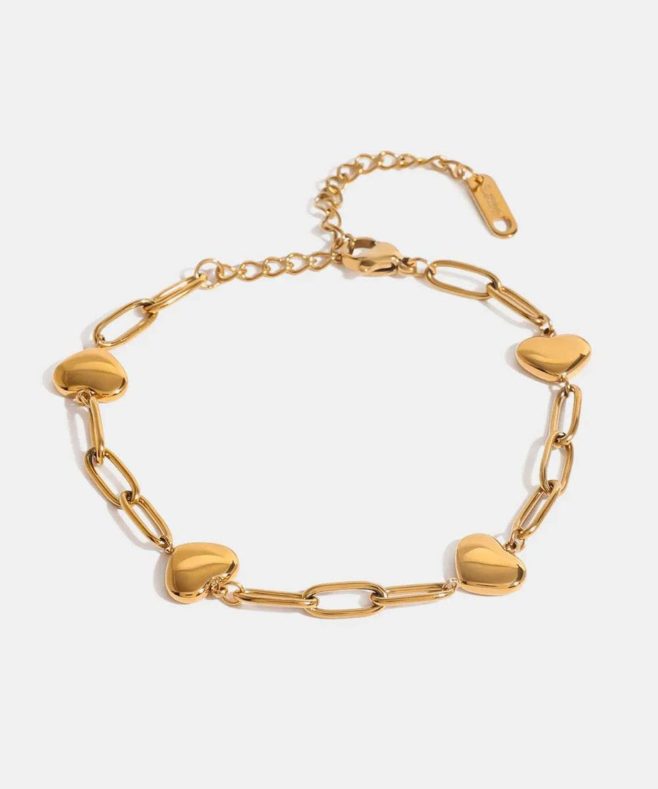 18K Gold-Plated Stainless Steel Heart Bracelet - ELY VESSA LLC
