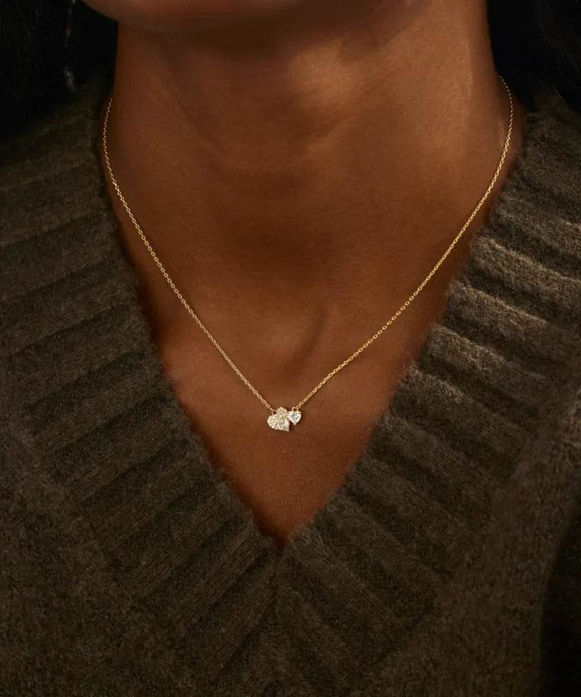 18K Gold-Plated 925 Sterling Silver Zircon Heart Necklace - ELY VESSA LLC