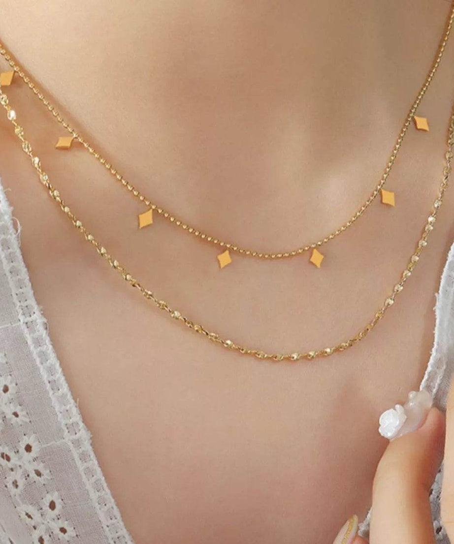 18K Gold-Plated Titanium Steel Layered Necklace - ELY VESSA LLC