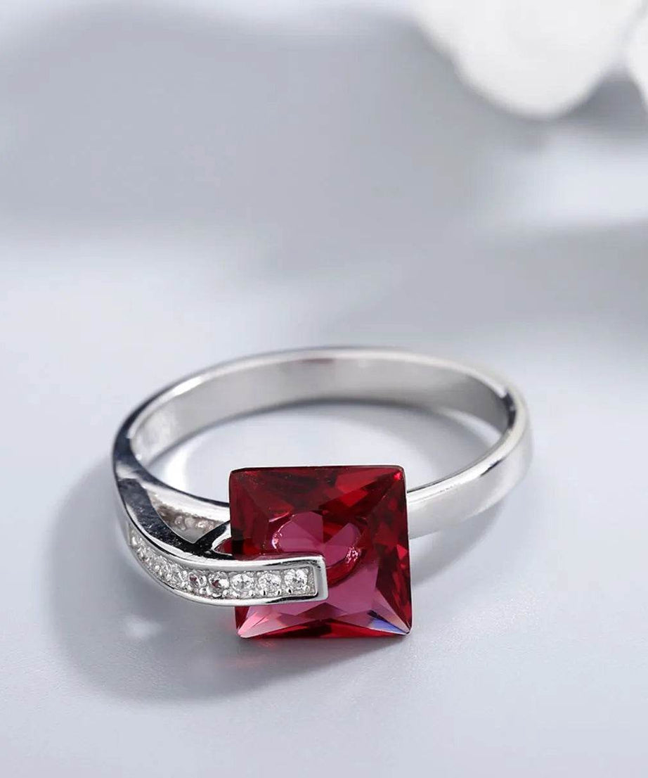 925 Sterling Silver Inlaid Zircon Ring - ELY VESSA LLC
