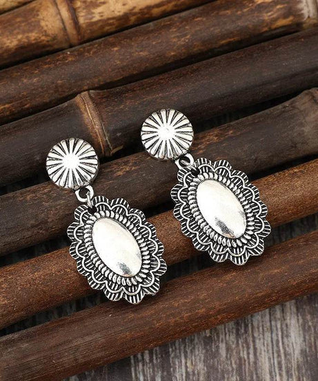 Alloy Flower Dangle Earrings - ELY VESSA LLC