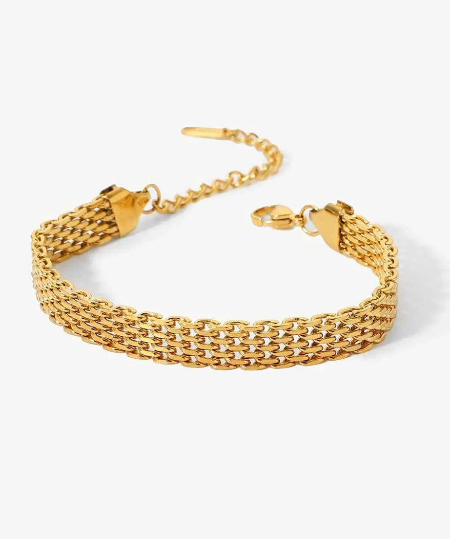 18K Gold-Plated Wide Chain Bracelet - ELY VESSA LLC