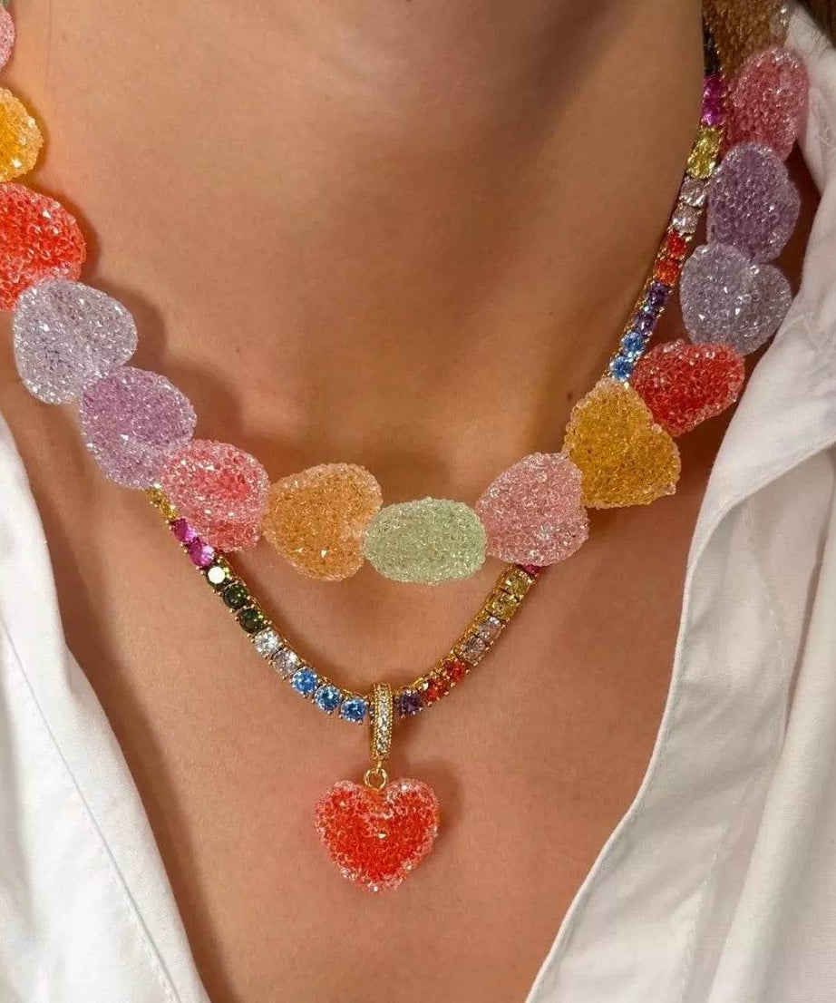 Colorful Resin Heart Necklace - ELY VESSA LLC