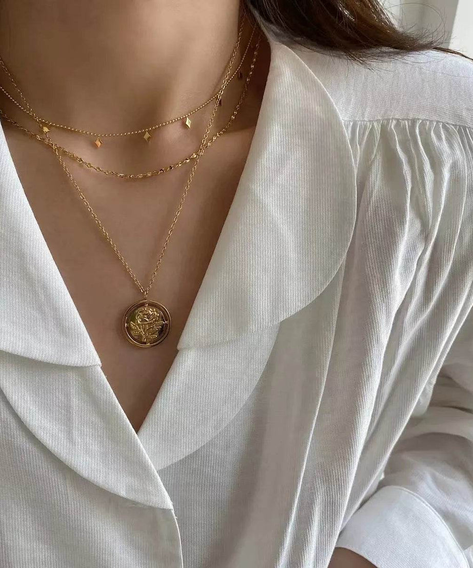 18K Gold-Plated Double Layered Necklace - ELY VESSA LLC