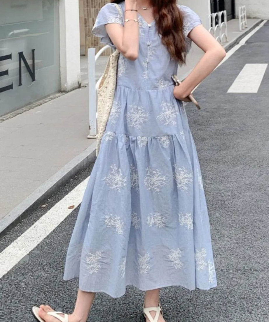Tiered Cap Sleeve Midi Dress - ELY VESSA LLC