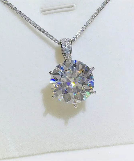 10 Carat Moissanite 925 Sterling Silver Pendant Necklace - ELY VESSA LLC