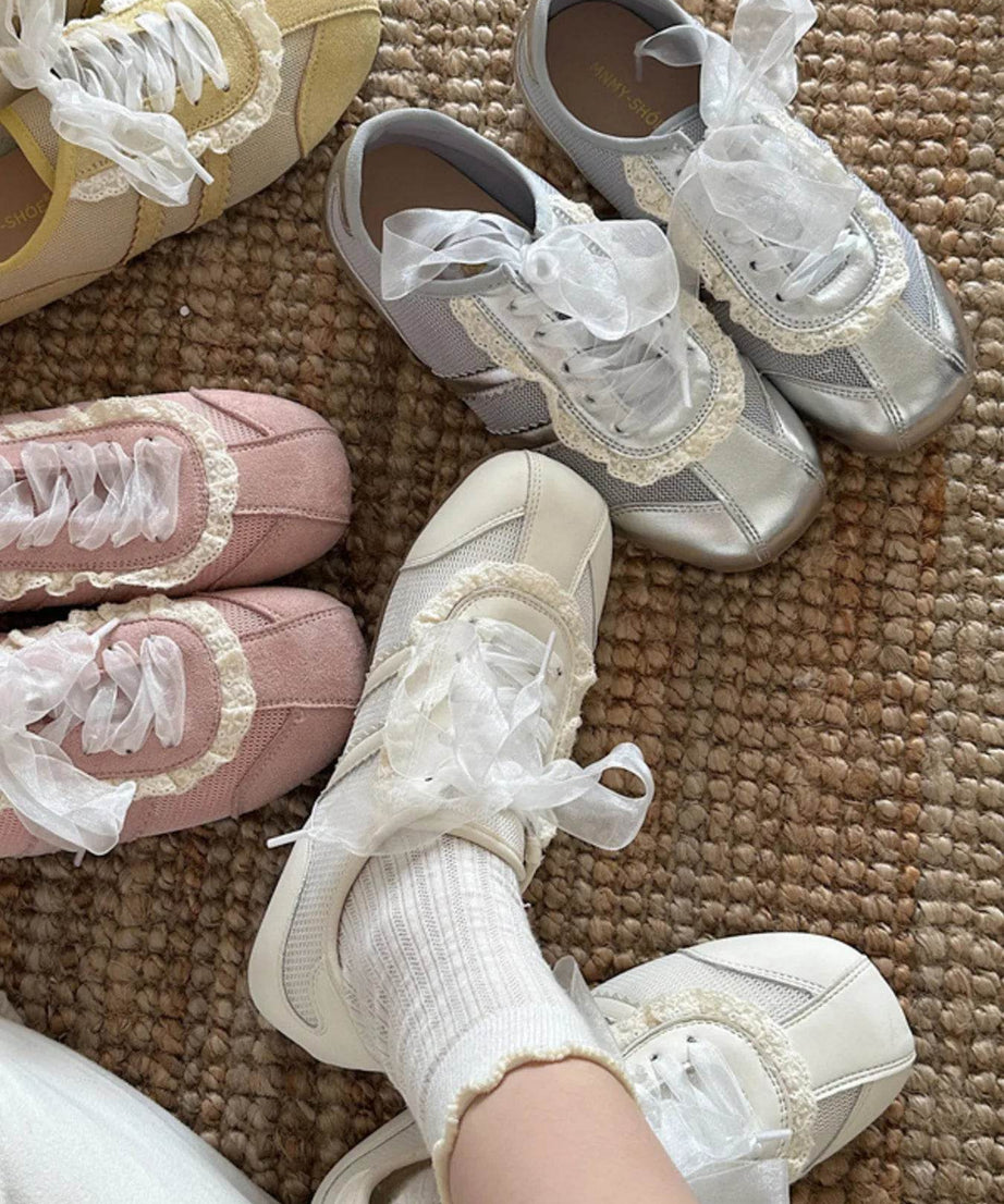 Round Toe Lace Up Sneakers - ELY VESSA LLC
