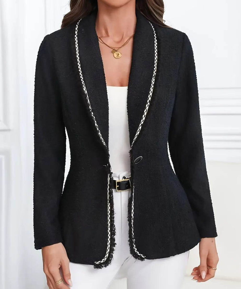Single-Breasted Lapel Collar Blazer - ELY VESSA LLC