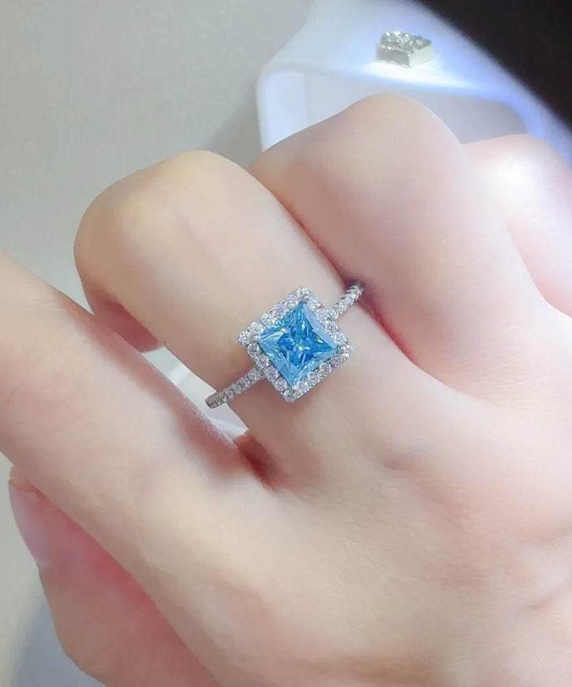 2 Carat Moissanite 925 Sterling Silver Square Shape Ring - ELY VESSA LLC