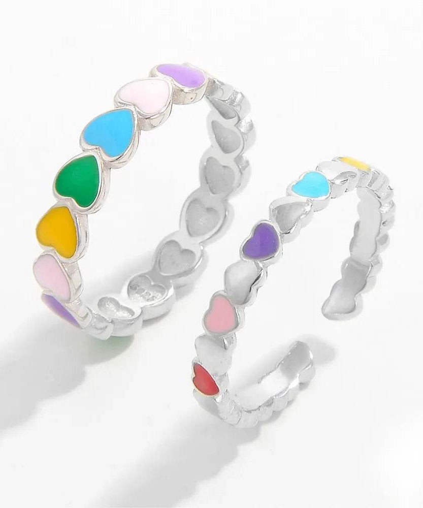 925 Sterling Silver Drip Oil Heart Ring - ELY VESSA LLC