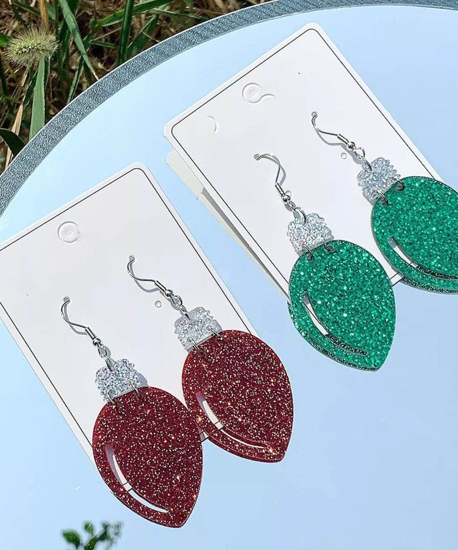 Christmas Glitter Drop Earrings - ELY VESSA LLC
