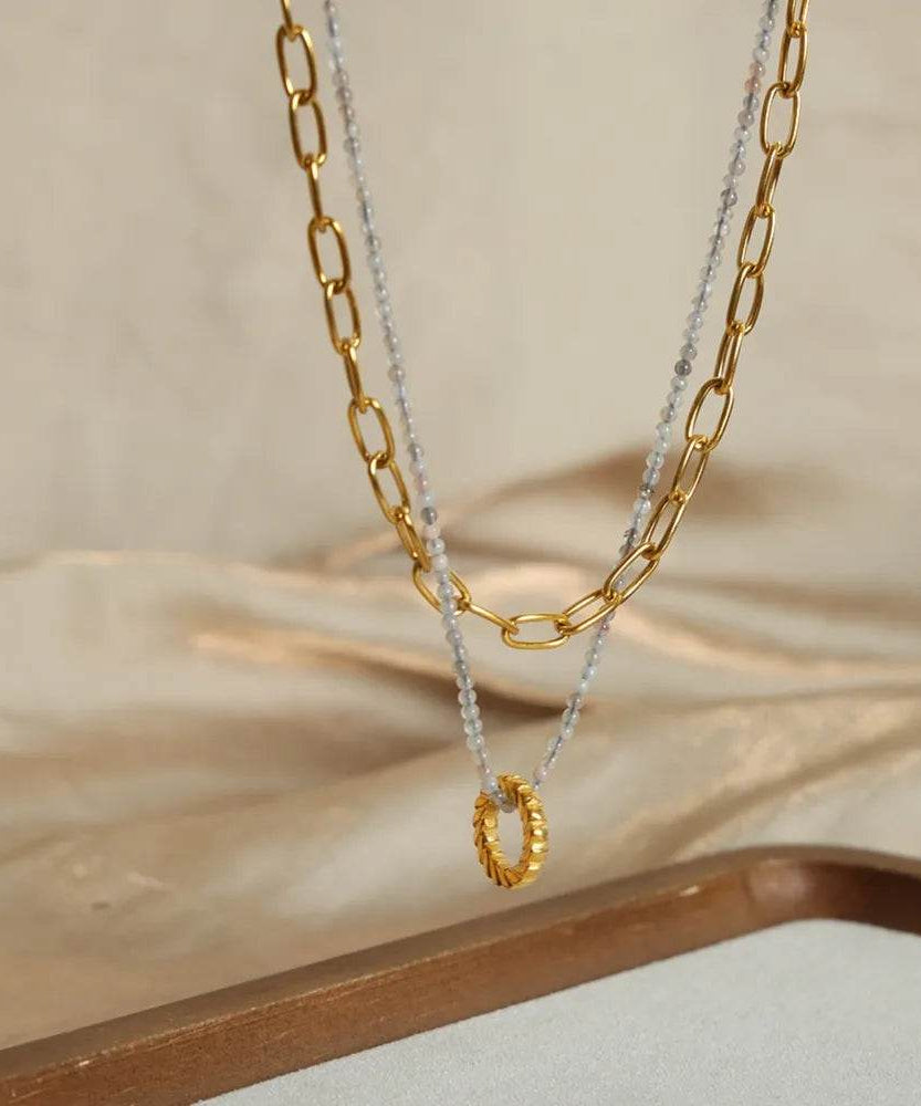 Beaded Double-Layered Titanium Steel Necklace - ELY VESSA LLC