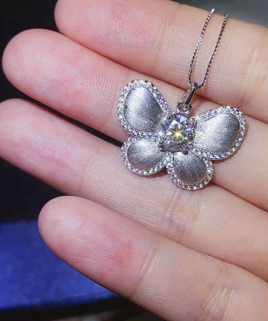1 Carat Moissanite Butterfly Pendant Necklace - ELY VESSA LLC