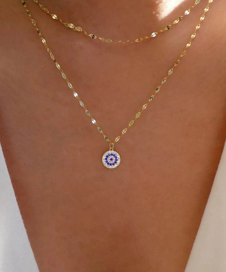 18K Gold-Plated Inlaid Zircon Layered Necklace - ELY VESSA LLC
