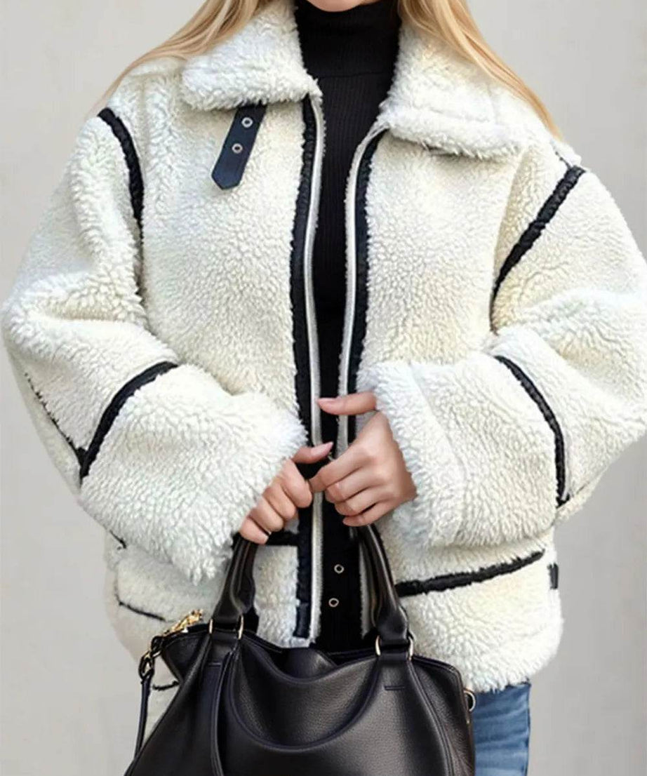 Zip Up Long Sleeve Sherpa Jacket - ELY VESSA LLC