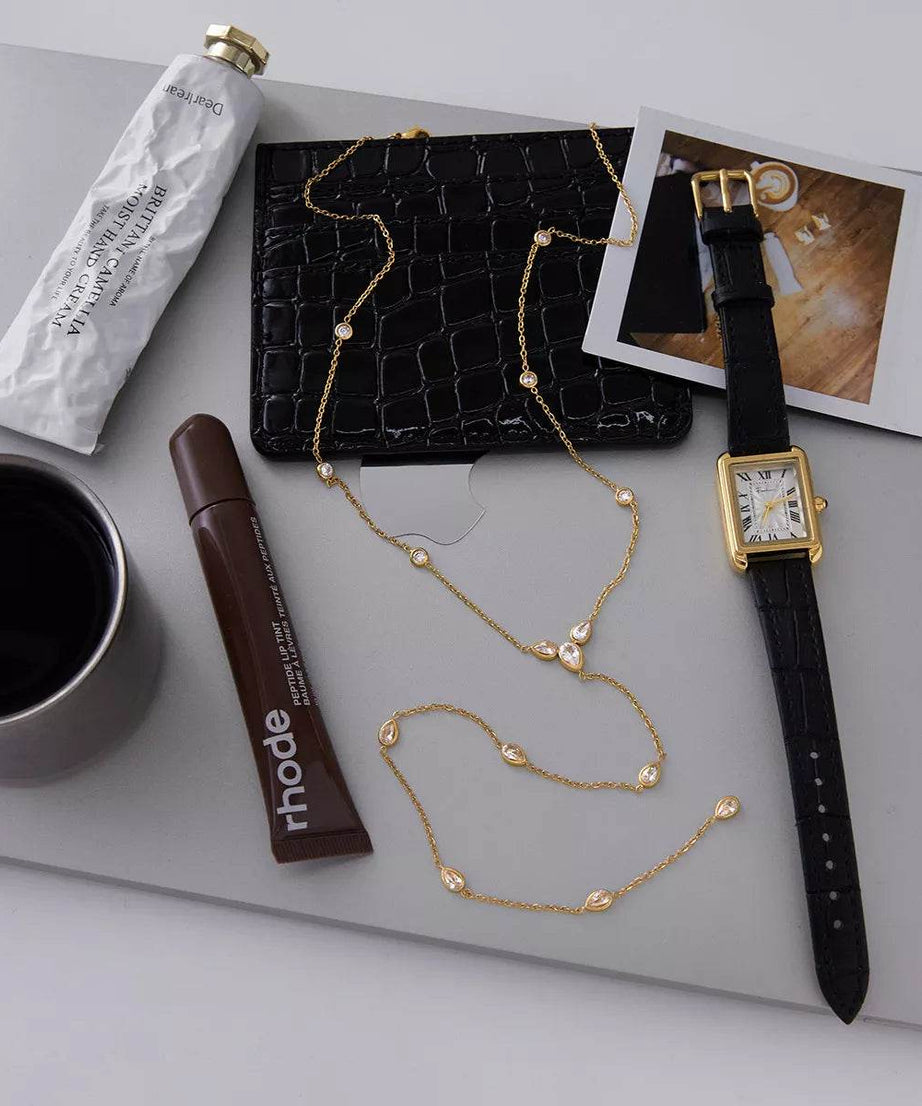 18K Gold-Plated Zircon Chain Necklace - ELY VESSA LLC