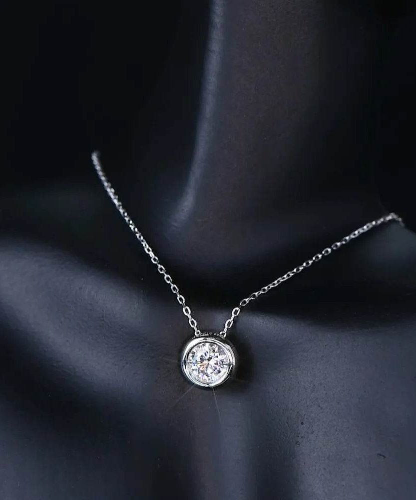 1 Carat Moissanite 925 Sterling Silver Necklace - ELY VESSA LLC
