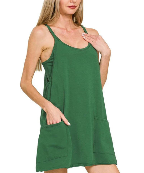 Zenana Cami Mini Dress with Built-in Romper Liner - ELY VESSA LLC