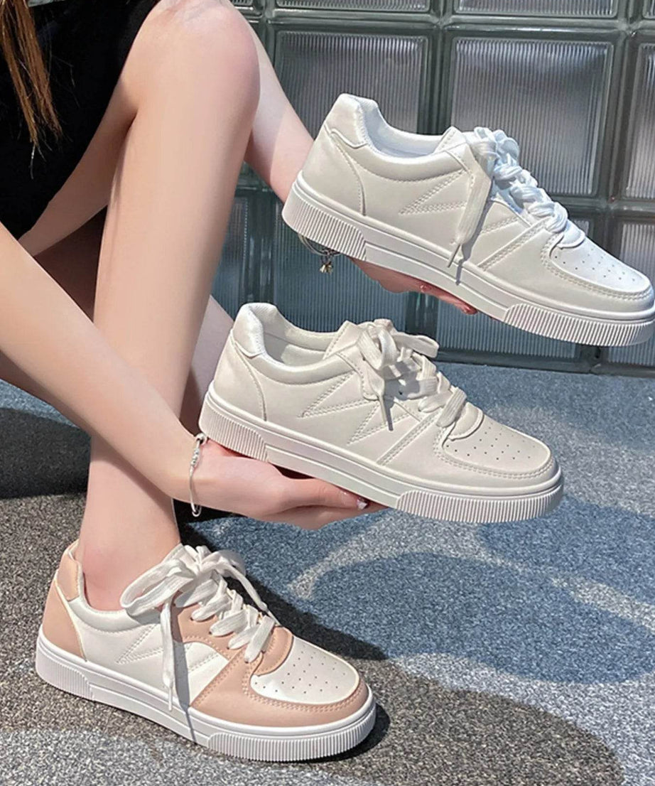 Lace Up Round Toe Sneakers - ELY VESSA LLC