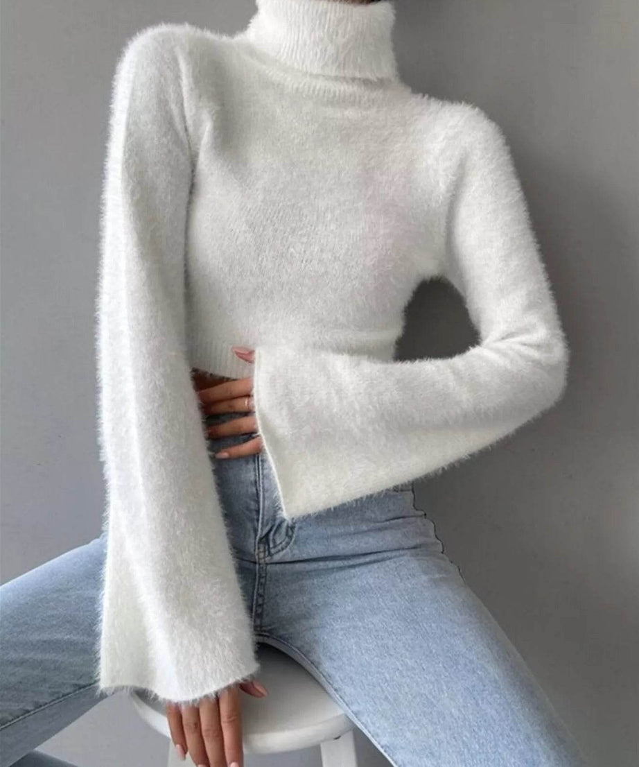 Turtleneck Flare Sleeve Sweater - ELY VESSA LLC