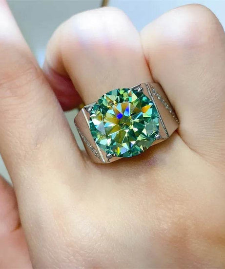 10 Carat Moissanite 925 Sterling Silver Signet Ring - ELY VESSA LLC