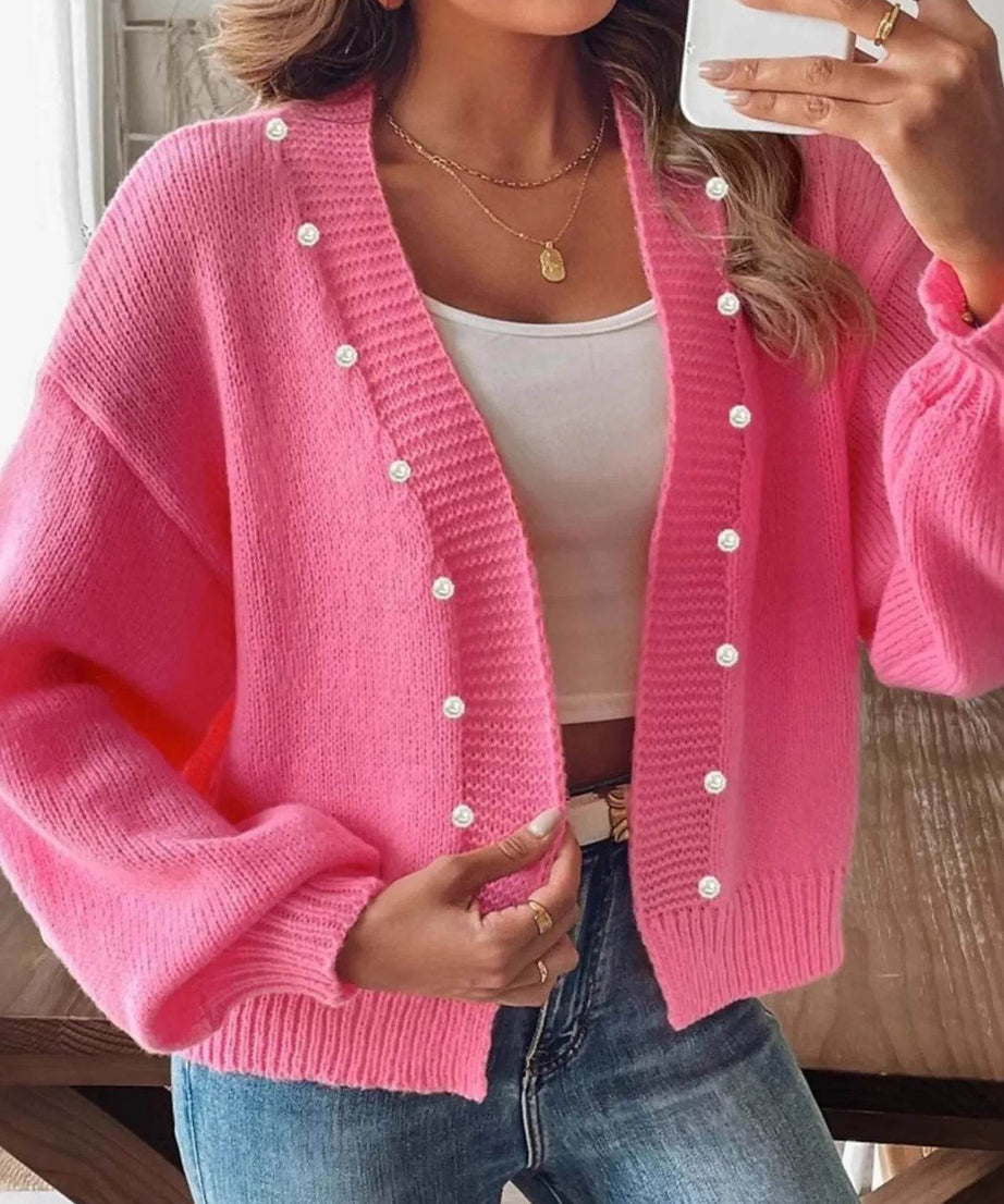 Open Front Drop Shoulder Cardigan - ELY VESSA LLC