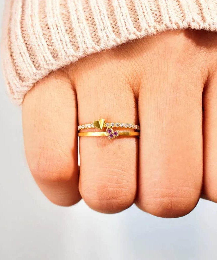 18K Gold-Plated 925 Sterling Silver Double-Layered Ring - ELY VESSA LLC