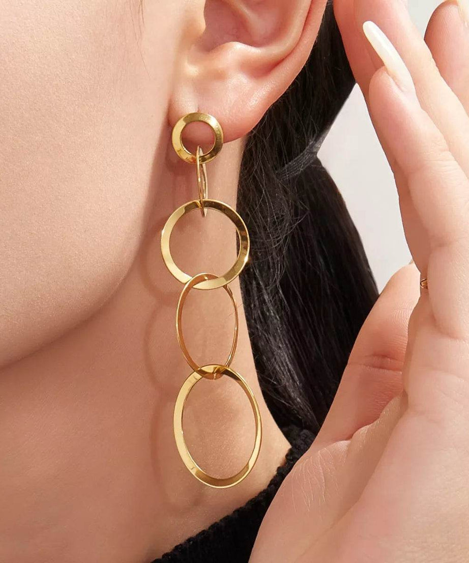 18K Gold-Plated Titanium Steel Round Earrings - ELY VESSA LLC