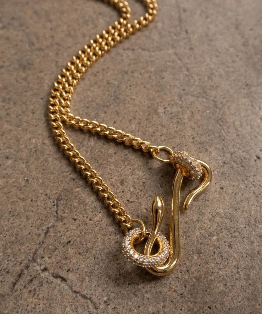 18K Gold-Plated Copper Inlaid Zircon Necklace - ELY VESSA LLC
