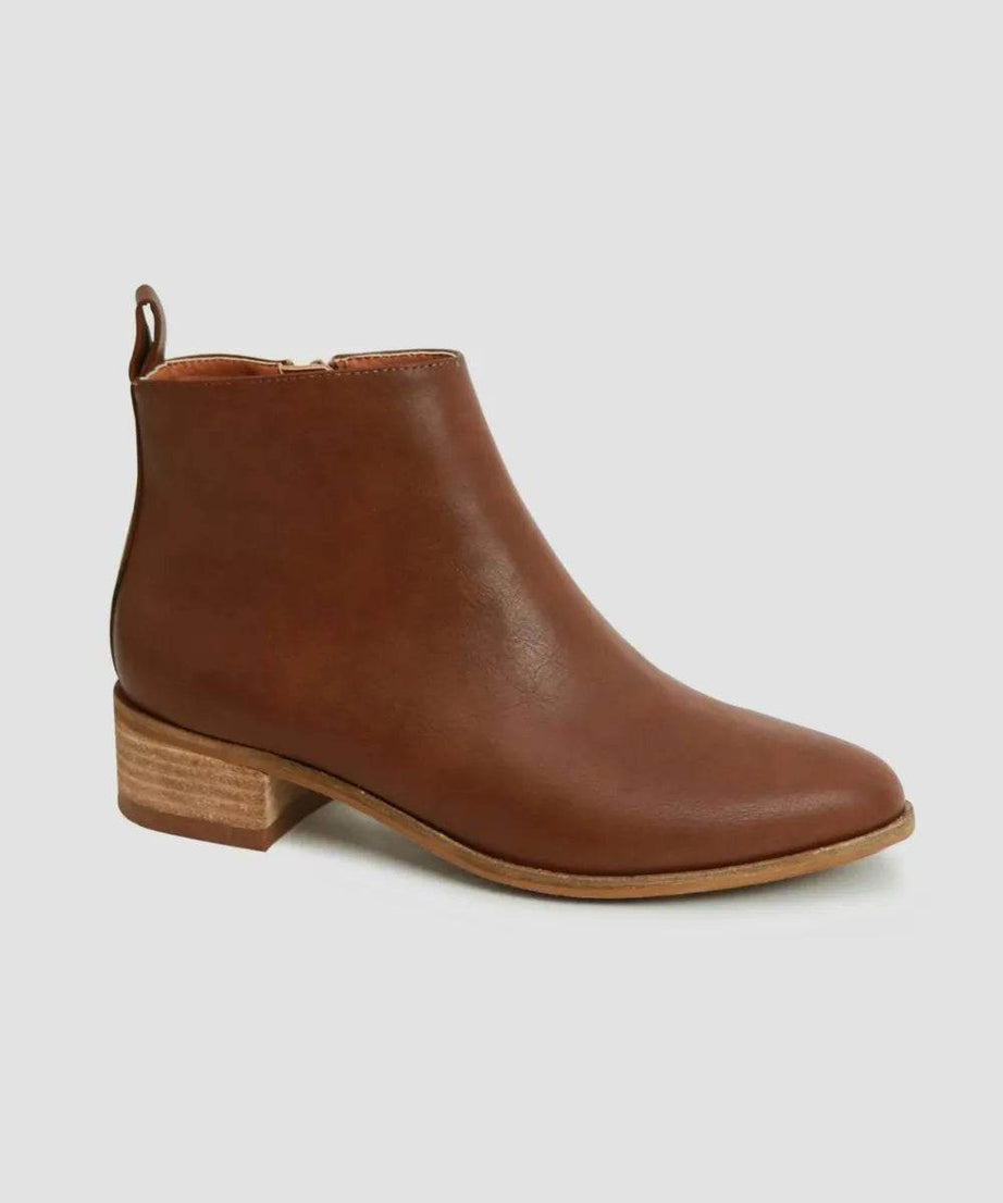 Beast Fashion PU Leather Block Heel Boots - ELY VESSA LLC