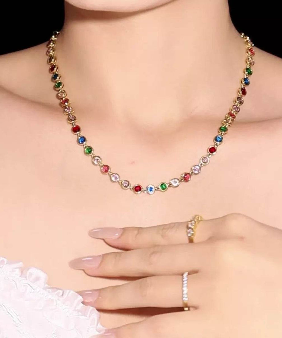 18K Gold-Plated Zircon Necklace - ELY VESSA LLC