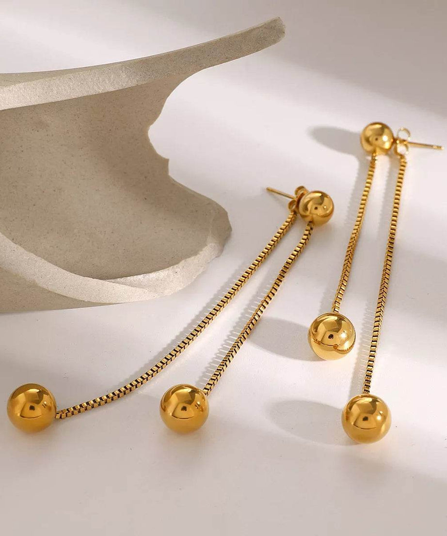 18K Gold-Plated Ball Drop Earrings - ELY VESSA LLC