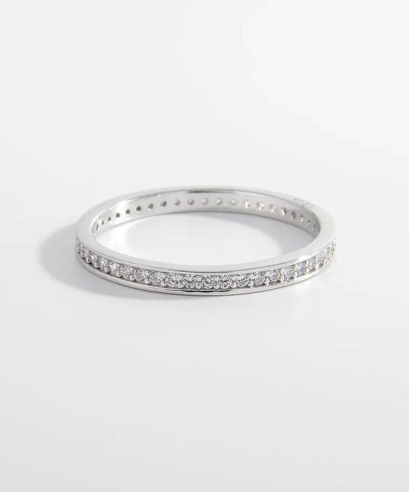 925 Sterling Silver Inlaid Zircon Ring - ELY VESSA LLC