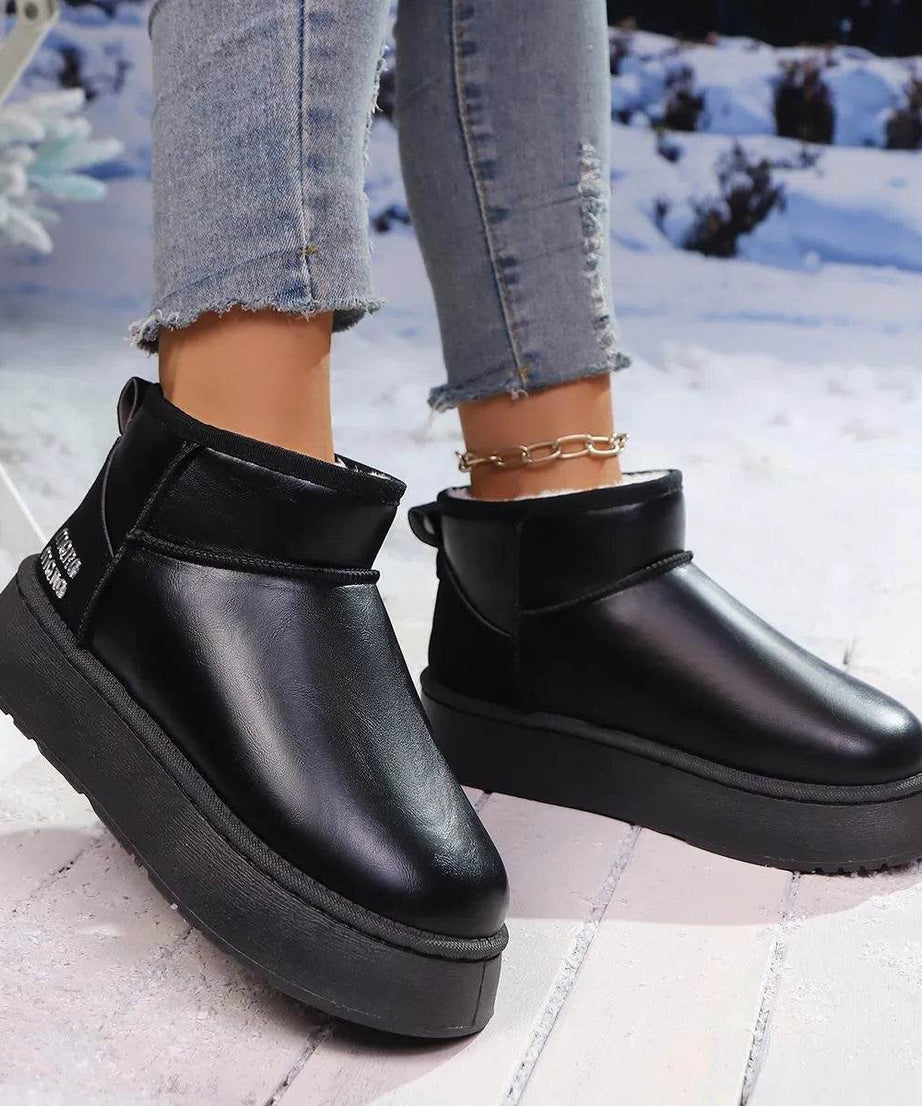 Faux-Fur Platform Ankle Boots - ELY VESSA LLC