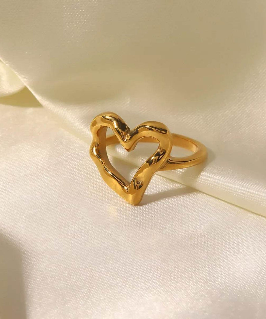 18K Gold-Plated Heart Ring - ELY VESSA LLC