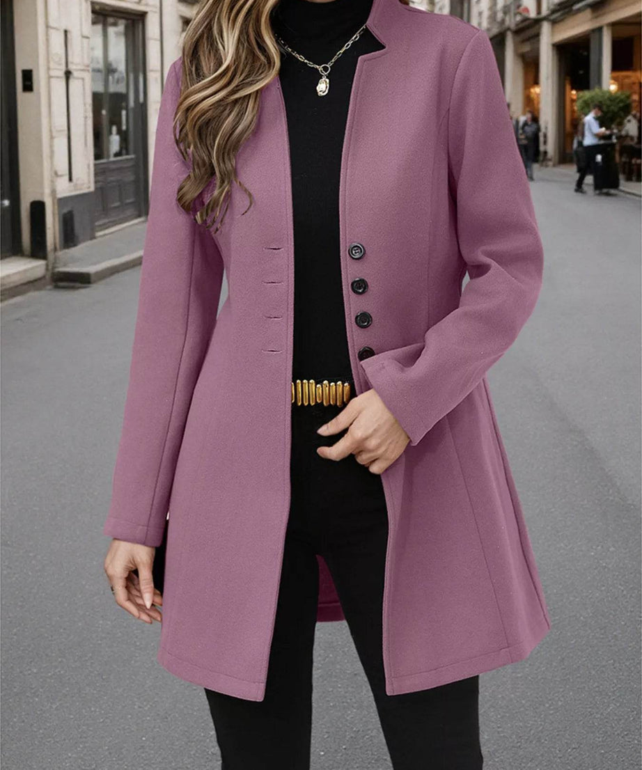 Button Up Long Sleeve Coat - ELY VESSA LLC